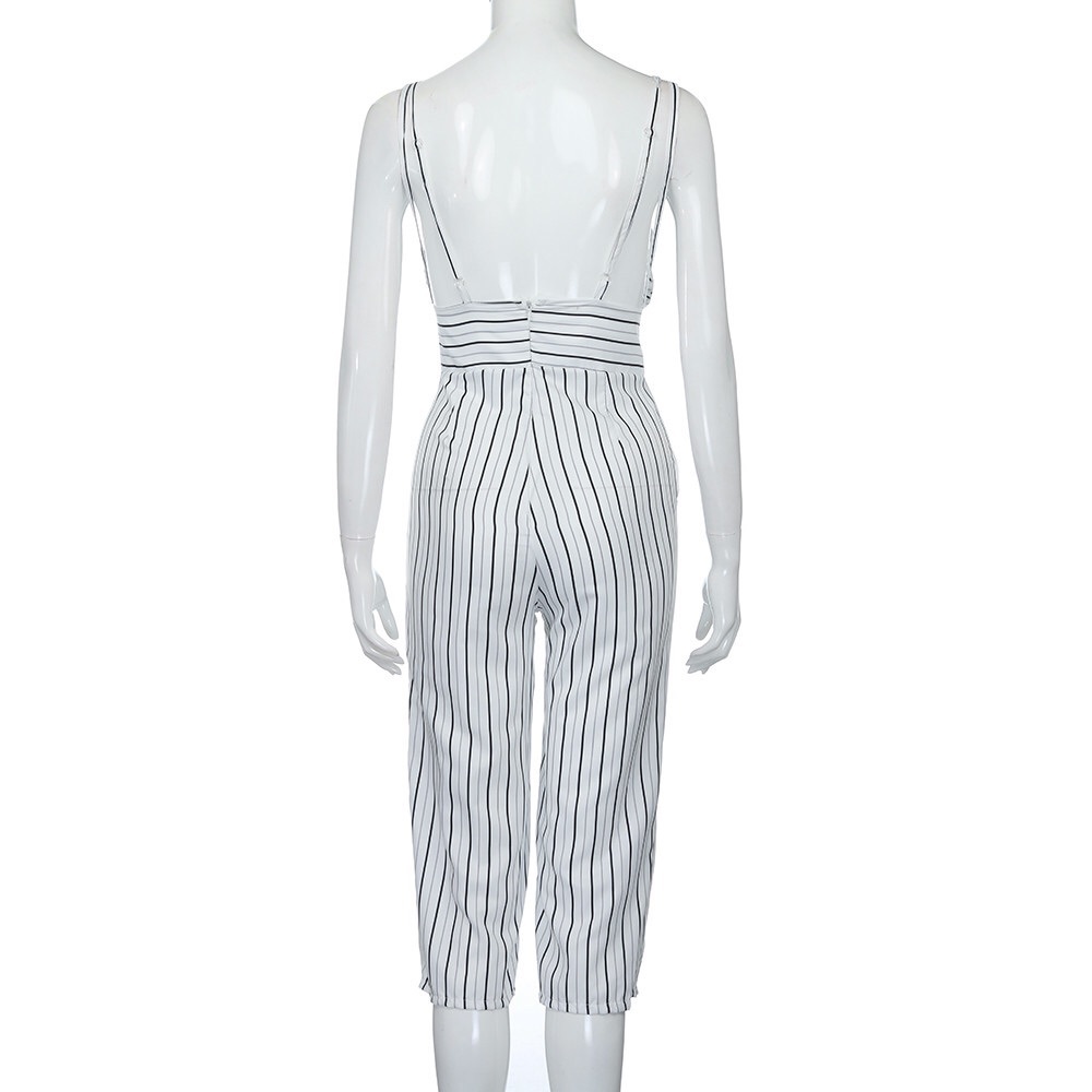 🌴Preorder🌴 Black & White Striped Capri Jumpsuit - Picture 6 of 7